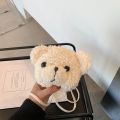 Cute Plush Bear Shoulder Bag For Women Cartoon Kawaii Cross-body Bag Women Girls Fashion Purses.