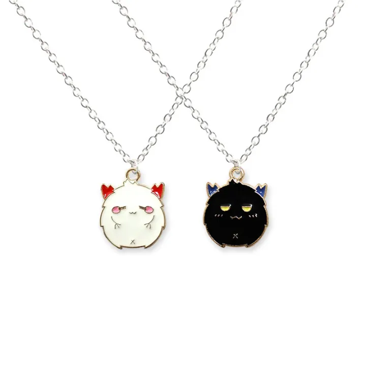 Lovely%20Cartoon%20Black%20White%20Little%20Devil%20Couple%20Necklace%20/%20Alloy%20Ghost%20Simple%20Pendant%20Necklet%20-%20Image%204