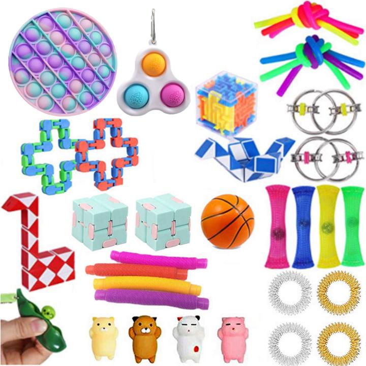 Sensory Fidget Toys Set, 33Pcs Stretchy String Squishy Animal