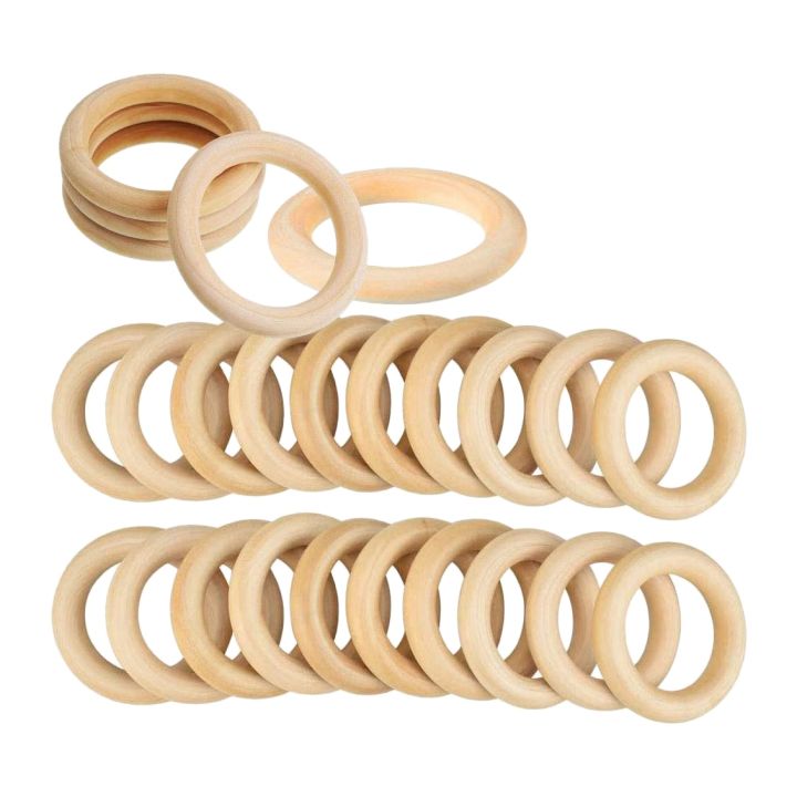 25 Pcs Natural Wood Rings 70mm Unfinished Macrame Wooden Ring Wood