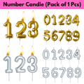 Golden & Silver Number Candle: Perfect for Birthday, Anniversary, and Events - (Pack of 1 Pcs).
