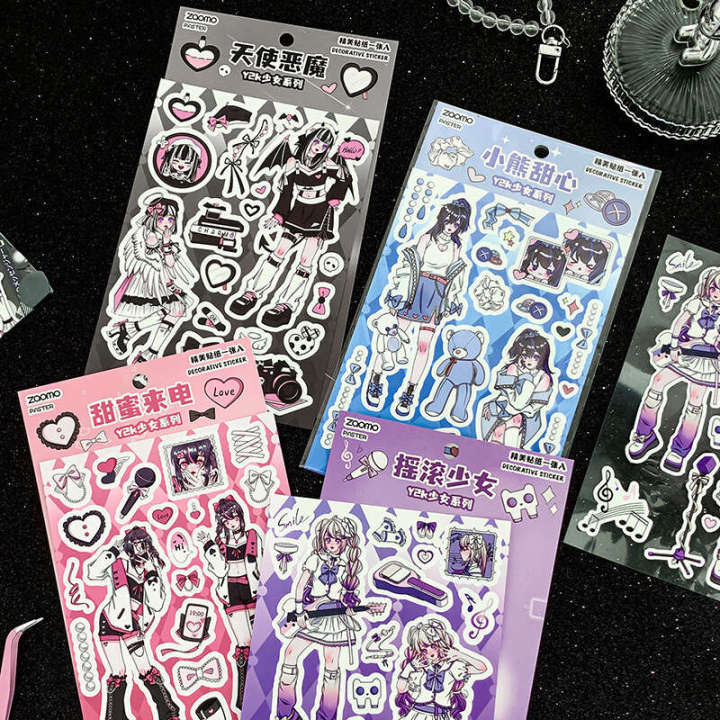 Zaomao Y2K Girls series stickers Korean domi dumb film gooka anime character hand account DIY decorative sticker