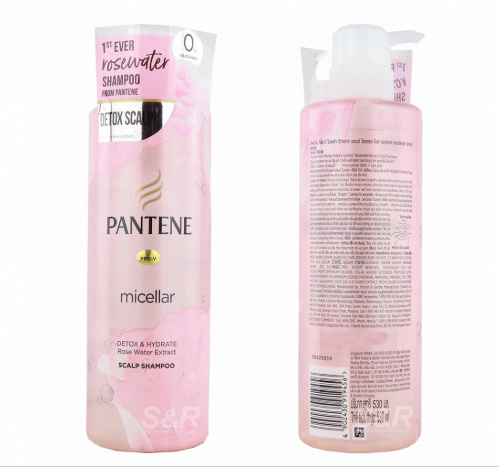 International France product Hair care Pantene micellar Detox Hydrate Rose Water Extract Scalp Shampoo used for male/ female - 530 ml