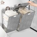 Large Capacity Foldable Hanging Laundry Basket Linen Wall-mounted Dirty Clothes Basket Space-saving Waterproof Bathroom Storage Basket. 