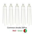 20PCS 3MM Round Clear Lens Two Color Common Anode/Cathode LED Red  Blue  Green Bi-Color Diode  Emitting Light. 