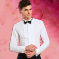 Wing Tip Collar Tuxedo Shirt Long Sleeve Men's French Cuff Button Wedding Dress Shirts Wingtip White Black Pleat with Bowtie KEEMEEUYZO. 