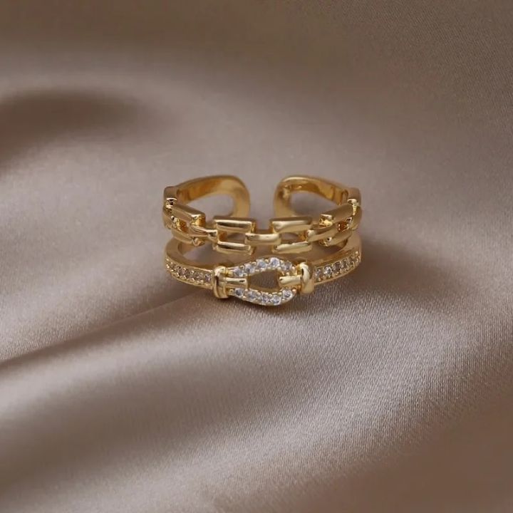 14K%20gold%20plated%202023%20Korean%20new%20fashion%20jewelry%20double-layer%20zircon%20cross%20ring%20elegant%20women's%20opening%20daily%20work%20accessories%20-%20Image%207