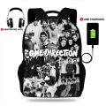 17inch One Direction Print Backpacks Usb Charging SchoolBags For Girls&Boys Orthopedic Backbag Mochila Escolar Book Bag.