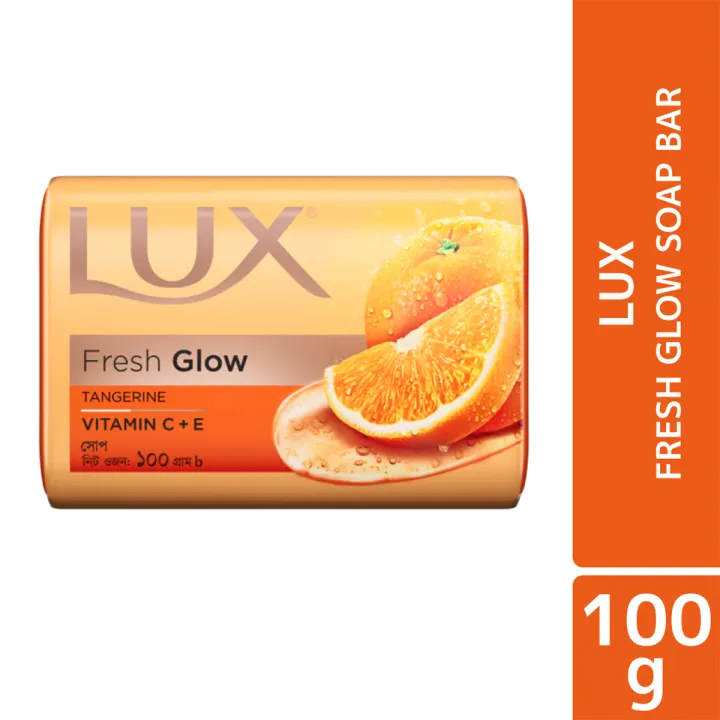 Lux Soap Bar Fresh Glow Tangerine & Vitamin C + E 100g (Imported)