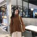 Autumn and Winter Korean Style Loose High Collar Cable-Knit Pullover Sweater Women's Thicken Lazy Style Knitwear Sweater Coat. 