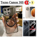 Tecno Camon 30s Case Magnetic Sticker Shockproof Phone Case for Tecno Camon 30 Pro 3In1 Tempered Glass Screen Protector+back film.