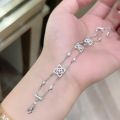Internet celebrity same lotus double-layer bracelet S925 sterling silver niche design high-end plating 18K gold lotus bracelet women.