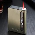 Gas Lighter Inside Cigarette Box Glossy Case Cigarettes Holder Automatic Storage Box. 