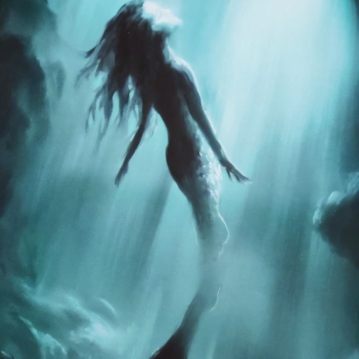 Siren%20Mermaid%20Fantasy%20Ocean%20Art%20Painting%20Print%20Canvas%20Poster%20Black%20Green%20Sea%20Underwater%20Cave%20Picture%20Living%20Room%20Home%20Wall%20Decor%20-%20Image%205