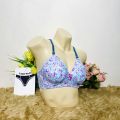 Blue Dot Printed Soft Comfortable Non Padded Wireless Foam Bra for Women and Girls.