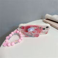 Phone Case For Compatible For iPhone 11 12 13 14 15 Pro Max 13 Mini 14 15 Plus Casing Fashion Cartoon Bracelet Chain Cute 3D Rabbit Flower Holder Clear Shockproof Back Cover TPU Silicone Soft.