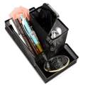 Metal Mesh Office Desktop Organizer Pen Pencil Box Stationery Holder Case Black -.