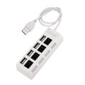 USB Hub 4 Port USB 2.0 Hub On/Off Switches + DC Power Adapter Cable For PC Laptop Multi HUB Splitter Port Portable Expander.