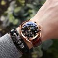 POEDAGAR New Fashion Men Watch Top Brand Luxury Men's Leather Quartz Wristwatch Sports Waterproof Luminous Date Male Clock + Box.