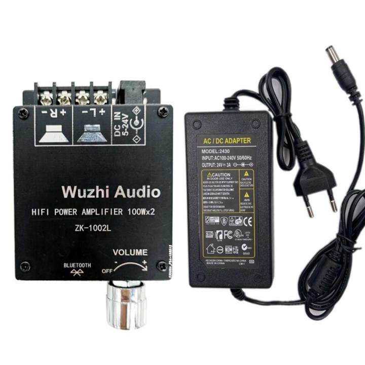 ZK-1002L 1002 100WX2 TPA3116 Mini Bluetooth 5.0 Wireless Audio Power Digital Amplifier Board Stereo Amp DC 12V 24V - ZK-1002L With24v3a