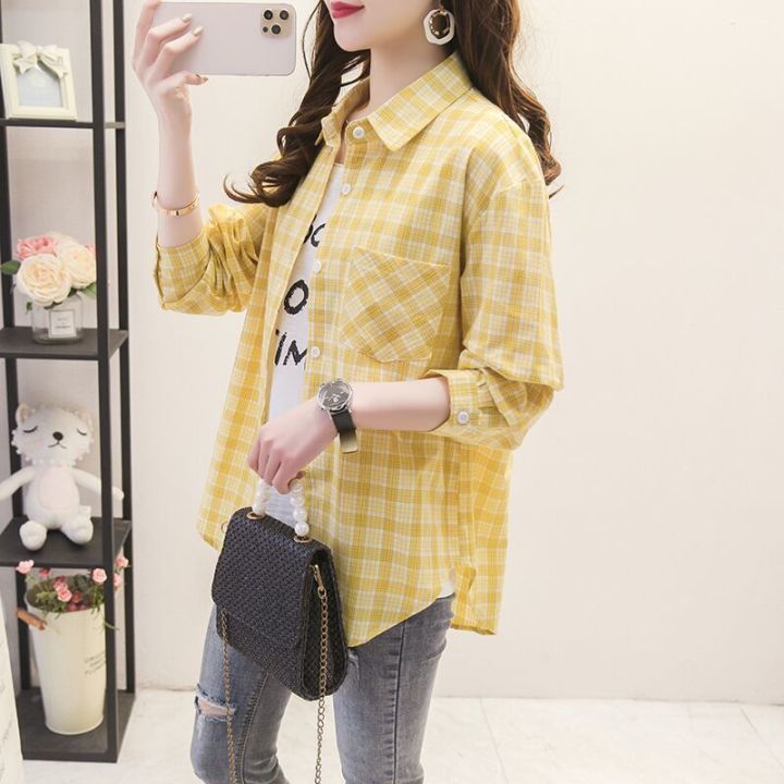 Cotton%20Plaid%20Long%20Sleeve%20Shirt%20Women's%20Spring%20and%20Summer%20Korean%20New%20Loose%20Top%20Outerwear%20Sun%20Protection%20Clothing%20Thin%20Shirt%20Coat%20-%20Image%204
