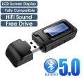 USB Bluetooth Receiver Transmitter Audio Bluetooth 5.0 Adapter For Car PC TV HD HiFi Receptor Wireless Adapter LCD 3.5MM AUX.