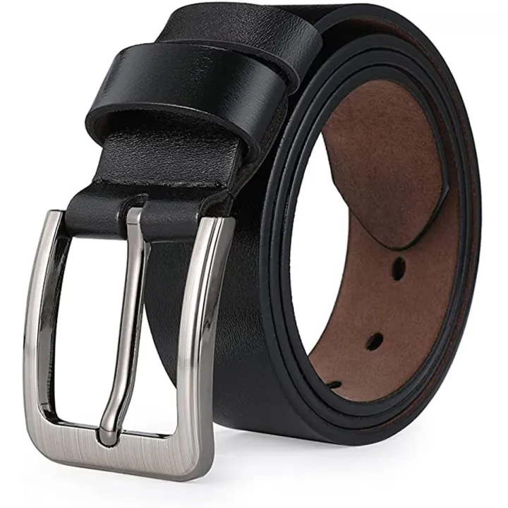 New Black Leather Formal Belt For Men