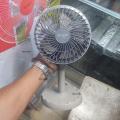 Joy Super JY-2218 Professional Rechargeable Portable Mini Table Fan Strong Wind Left to Right Oscillating Angle 45 Degrees - AC/DC.