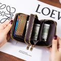 New double zipper wallet popular plaid flower pattern multi-function multi-card slot card holder. 