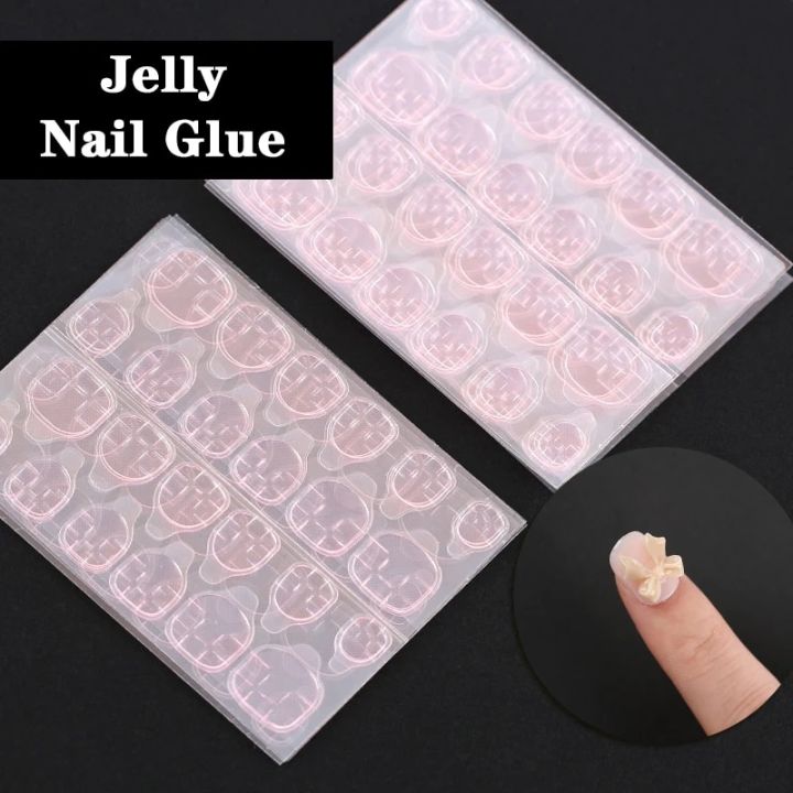 24/48/72/96/120/240pcs Nail Jelly glue Double Sided False Nail Art Adhesive Tape Glue Sticker pink transparent Nail Glue