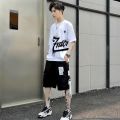 Boys Suit Summer Trendy Loose Korean Style Short SleeveTT-shirt Men's Trousers Sports Suit Handsome Shorts Set.