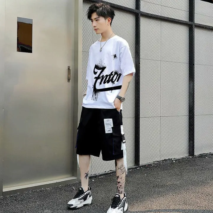 Boys%20Suit%20Summer%20Trendy%20Loose%20Korean%20Style%20Short%20SleeveTT-shirt%20Men's%20Trousers%20Sports%20Suit%20Handsome%20Shorts%20Set%20-%20Image%204