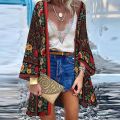 Bohemian Printed Cardigan Women's Summer Blouses Kimono Cape 2024 Casual Long Sleeve Floral Blsua Female Open Front Tunic Blusas House Foocus. 
