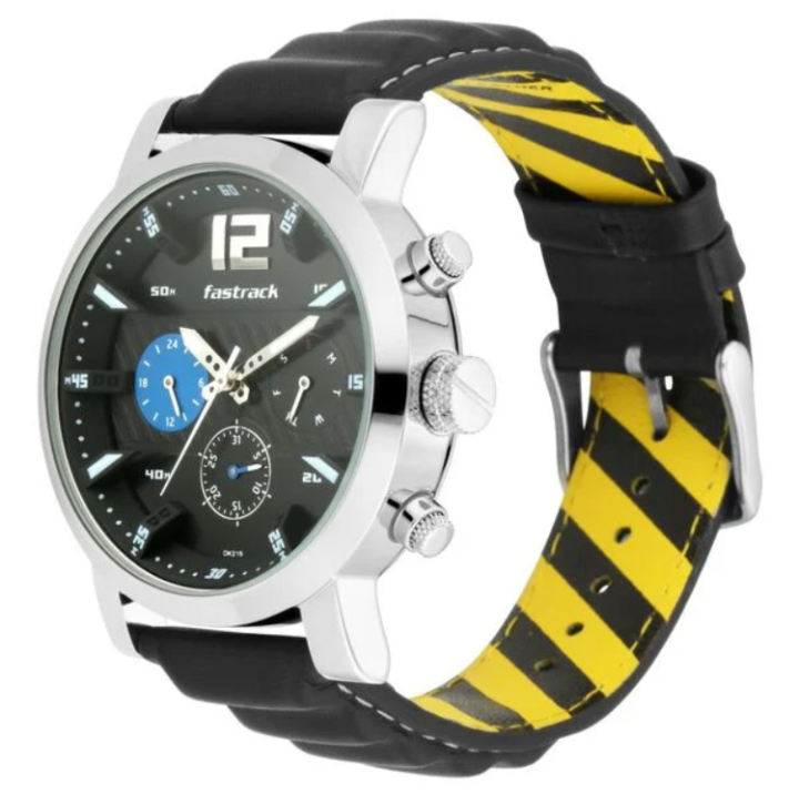 Fastrack 3227SL01 Fastfit Black Dial Leather Strap Watch | Daraz.com.bd
