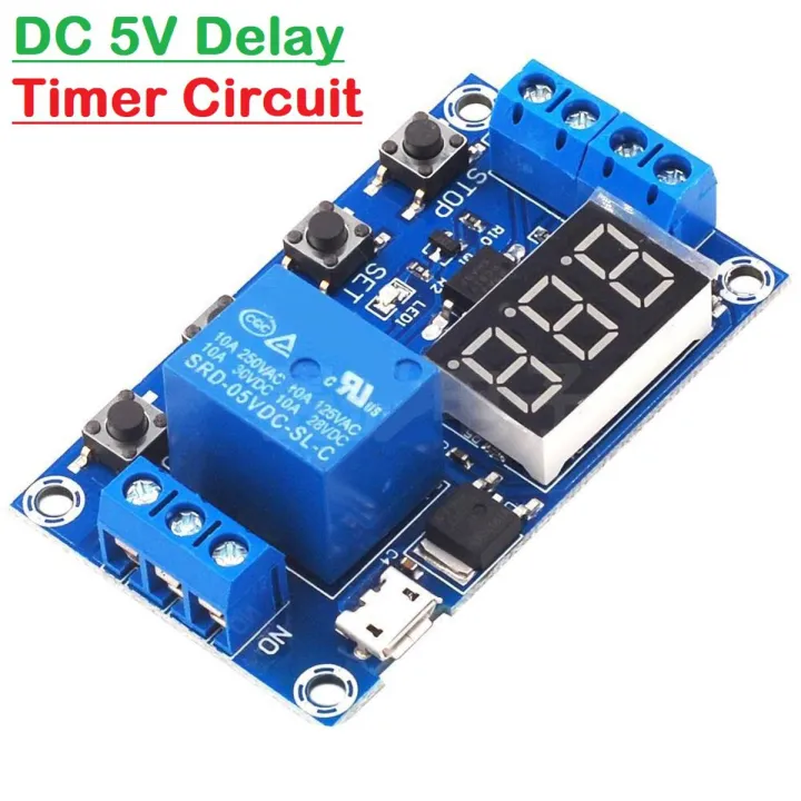 5V De-lay Tim-er WS16 Micro USB DC 6-30V Digital LED Display Trigger Turn On Off Del-ay Cycle De-lay Timer Control Switches Relay Module