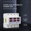 Din Rail 3 Phase Voltage Relay 380V Voltmeter Ammeter over and Under Voltage Monitor Relays Protector Adjust Current 63A.