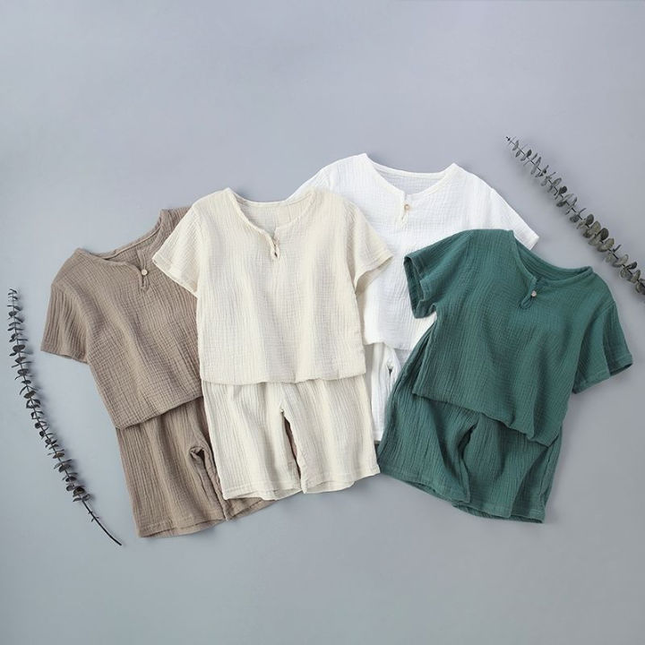 Premium Quality - Kids Boys Summer Clothing Sets Tops Shorts Suit Fresh Cotton 2pcs Outfits - Couture - High-end - Durablity Assurance