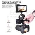 2X Universal DSLR Camera Rig Hand Grip Camera Top Cold Shoe Mount 1/4 Inch & 3/8 Inch Holes Aluminum Alloy Camera Handle.
