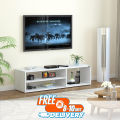 Skyler TV Entertainment Unit | TV Cabinet | TV Entertainment Center Table | Display Storage Cabinet Rack (White) - Ideal for Upto 60" Design by Nahid Furniture 16x52x12". 