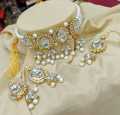 White Colour Metal ChokerTikli & Earring For Women - Necklace For Girls - Very Appealing - In line with current fashion trends. 