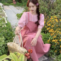 Summer New Japanese Puff Sleeve Top+Strap Dress for Female Students Sweet All-Matching Slip Dress Set. 