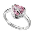 Full body 925 sterling silver ring female pink love ring 2022 early spring new gem girl heart J182j.