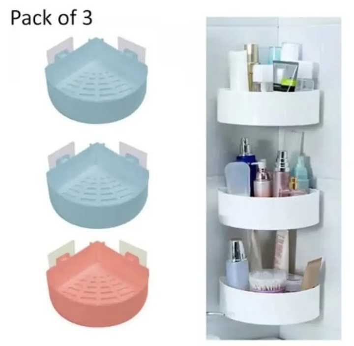 1 pcs Triangle Bath And Kitchen Corner Storage Shelf With Sticky
