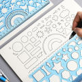 Multi Shaped Plastic Ruler Painting Drawing Template Oval Geometric Template Curve Pattern Ruler Stationery Office Supplies Amour zii. 