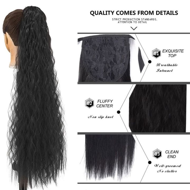 Women's%2032"super%20Long%20Corn%20Wavy%20Ponytail%20Hairpieces%20Synthetic%20Afro%20Curly%20Drawstring%20Ribbon%20Fake%20Hair%20Kinky%20Culy%20Hair%20Extensions%20-%20Image%207