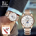 LouisWill Watches Fashion Men Watches Business Casual Wristwatches Leather and Steel Band Watch Quartz Watch Roman Numeral Watch Luminous Pointers Watch 3ATM Waterproof Watch With Calendar. 