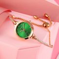 SKMEI 1805 Stainless Steel Analog quartz bracelet Watch For Women-Rose Green. 