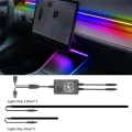 2 PCS Car Interior RGB Neon Light LED Strip Center Console Dashboard Wireless Charging Ambient Lamp Black Plastic for Model 3 Y(B).
