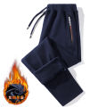 Fleece-Lined Track Pants Men's Loose Thick Warm Sweatpants Men's Autumn and Winter Casual plus Size Outer Wear Ankle-Tied Long Pants.