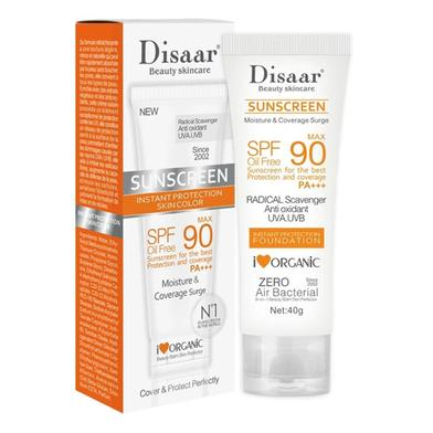 Disaar SPF90 Oil-Free Sunscreen Cream 40g | Instant Protection UVA UVB Foundation PA+++